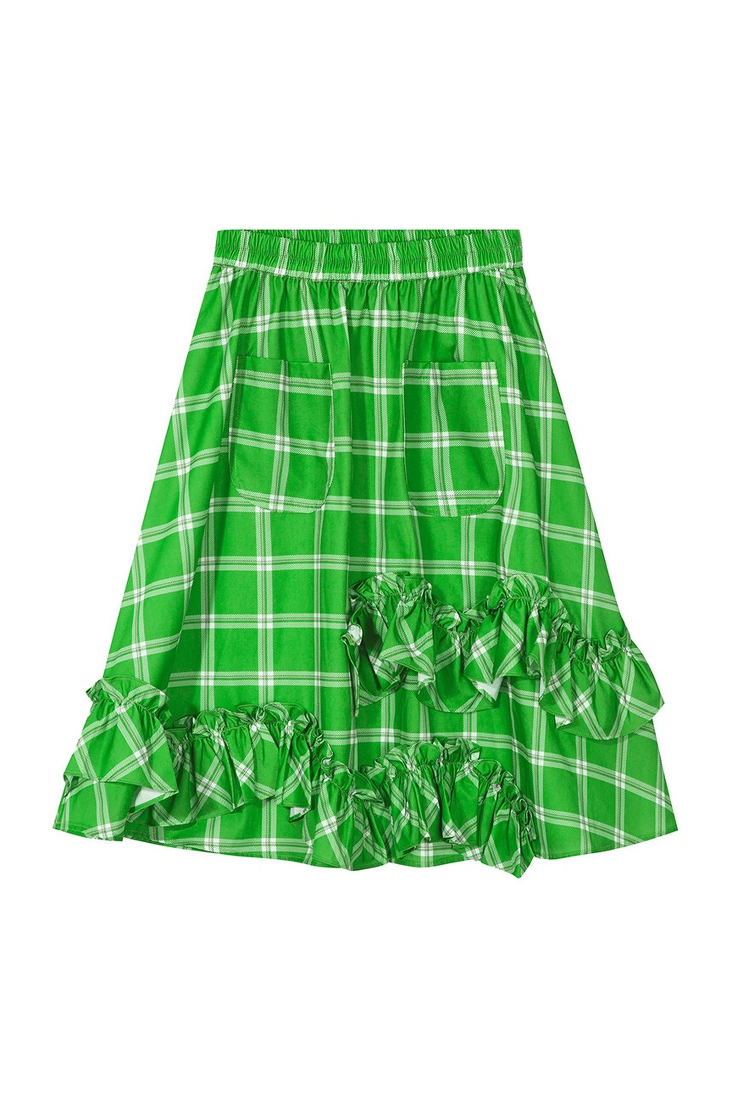 Floral Plaid Ruffled Skirt
