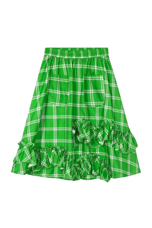 Floral Plaid Ruffled Skirt