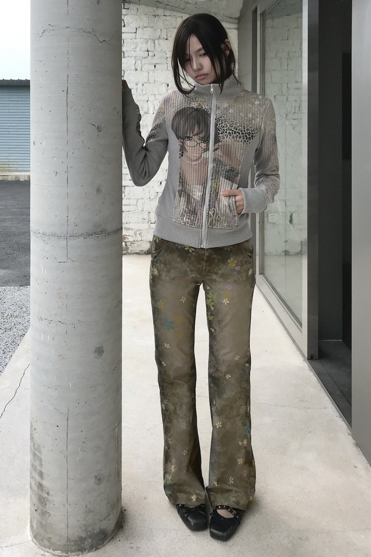 Colorful Floral Plant Print Flared Pants
