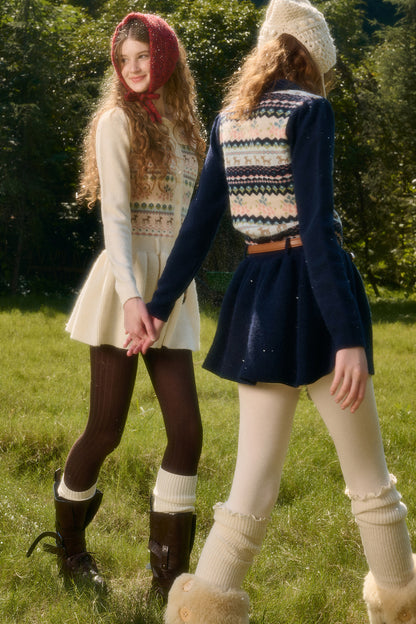 Plisseekleid mit Rentier-Fair-Isle-Muster
