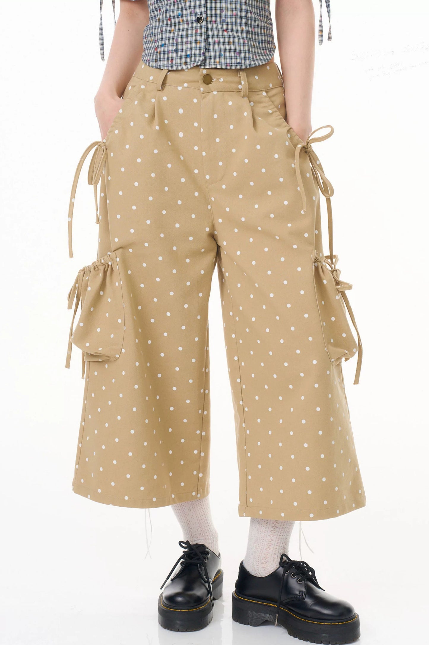 Retro Khaki Polka Dot Pants
