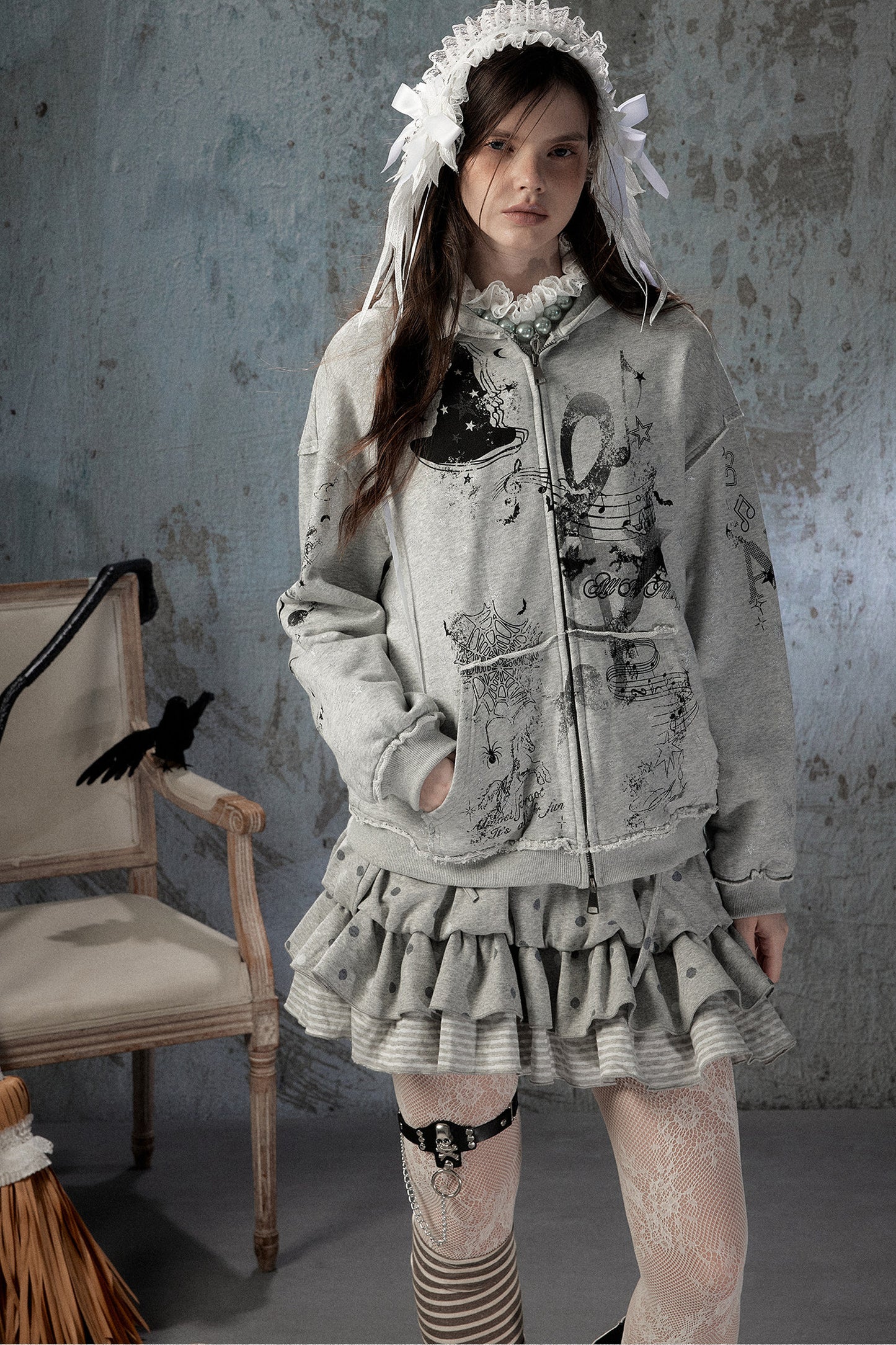 Witch Detachable Hood Zip-Up Hoodie