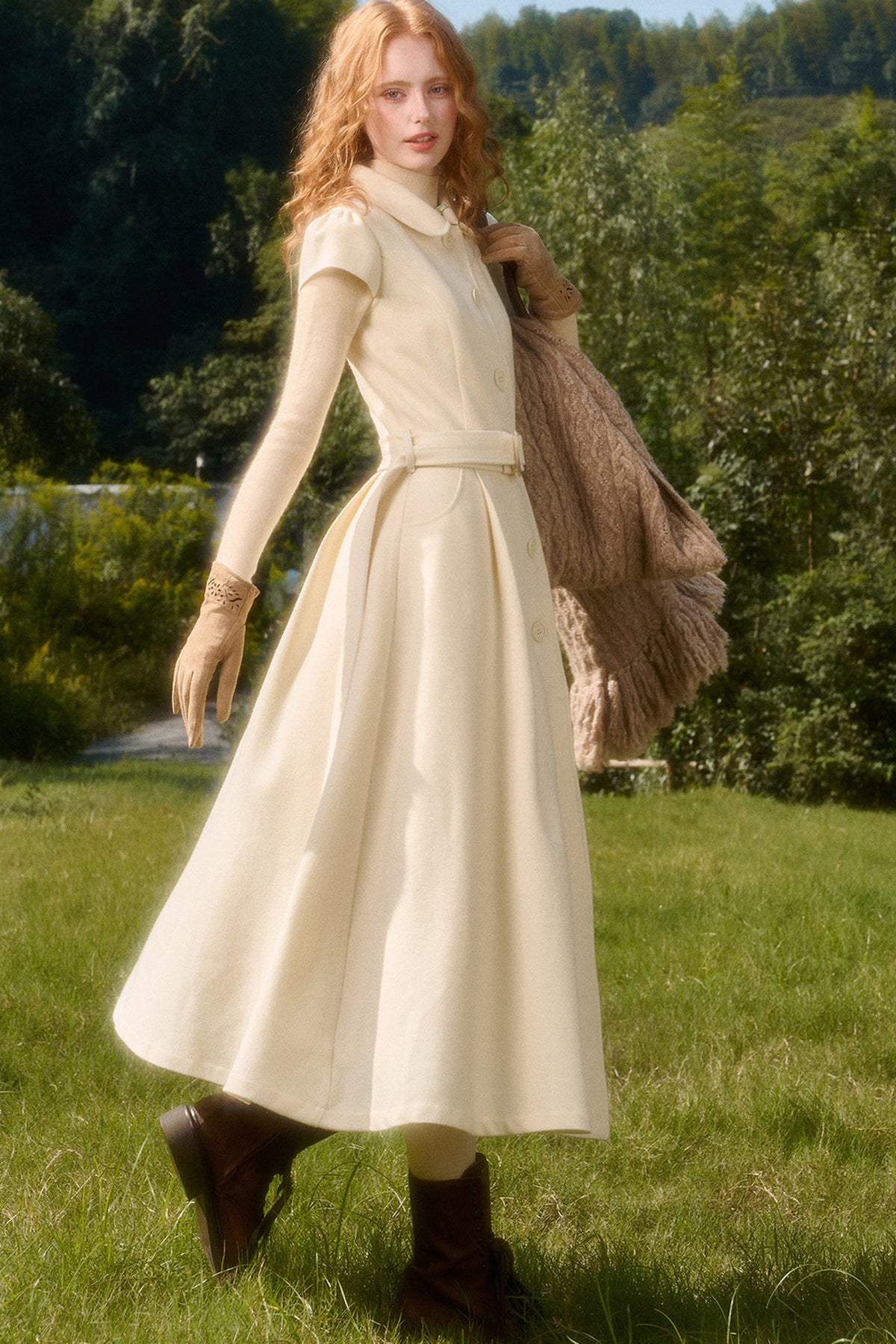 Retro-Wollkleid mit Bubikragen