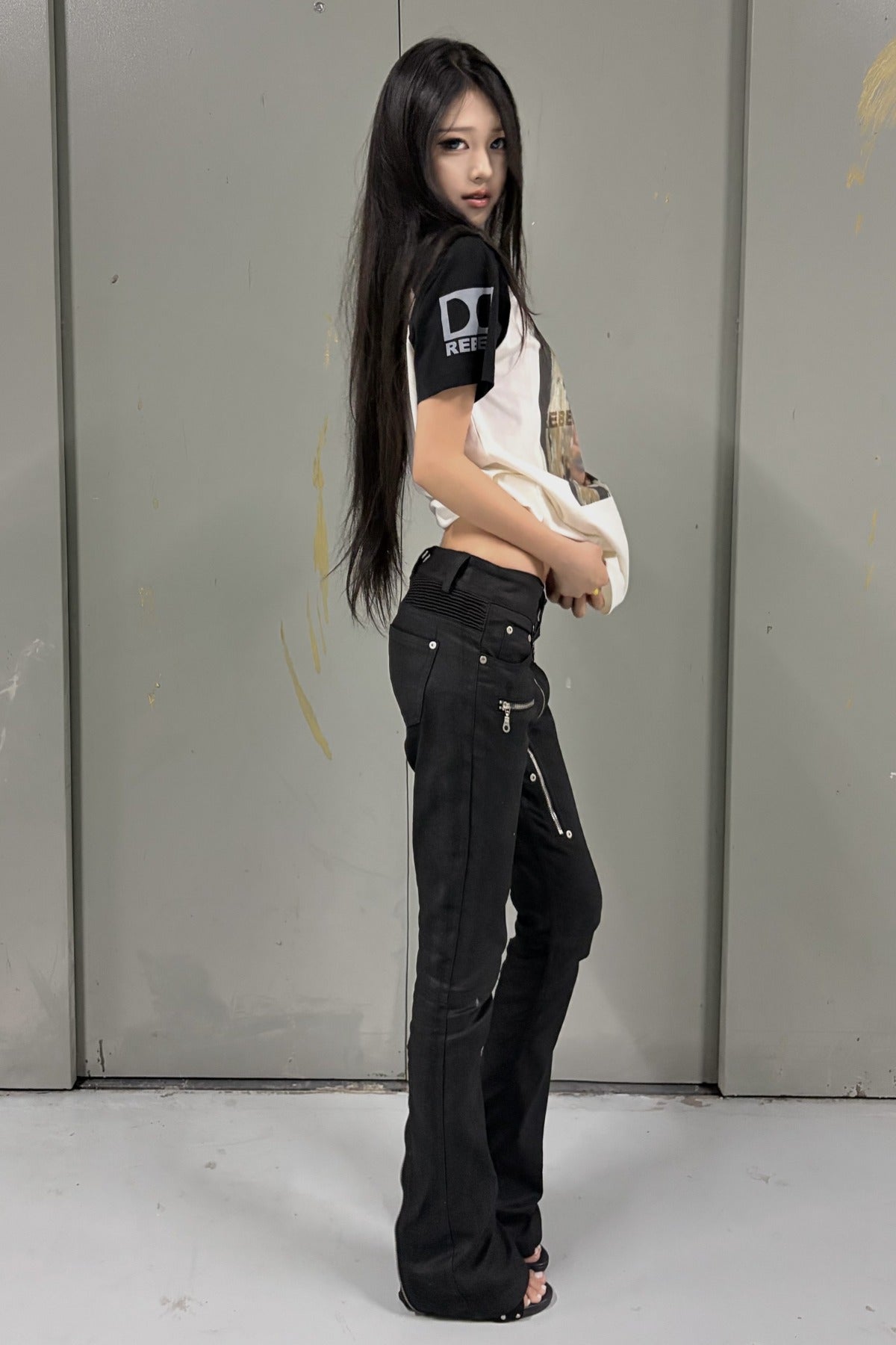 Deconstructed Wax Coated Denim Pants