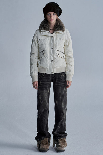 Stand Collar Fur Collar Down Jacket
