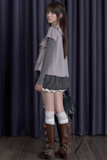 Soft Cable Knit Lantern Shorts