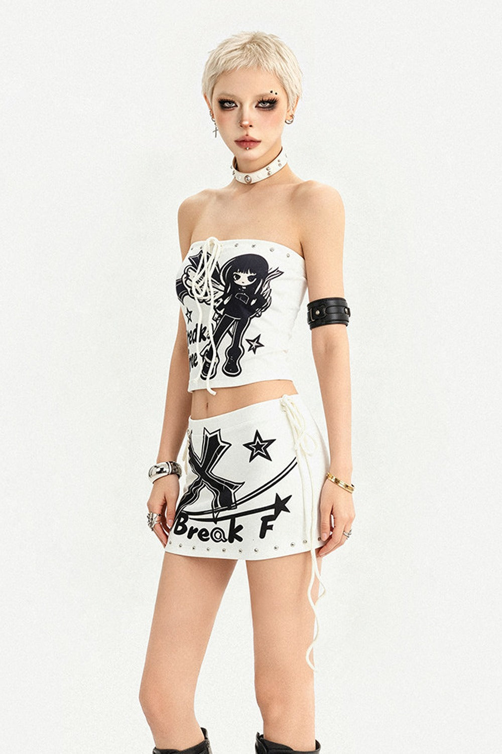 White Tube Top and Mini Skirt Set-Up