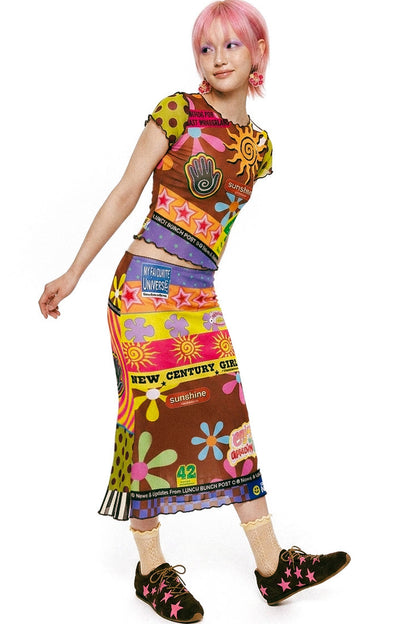 Retro Mesh Fishtail Skirt Set-Up