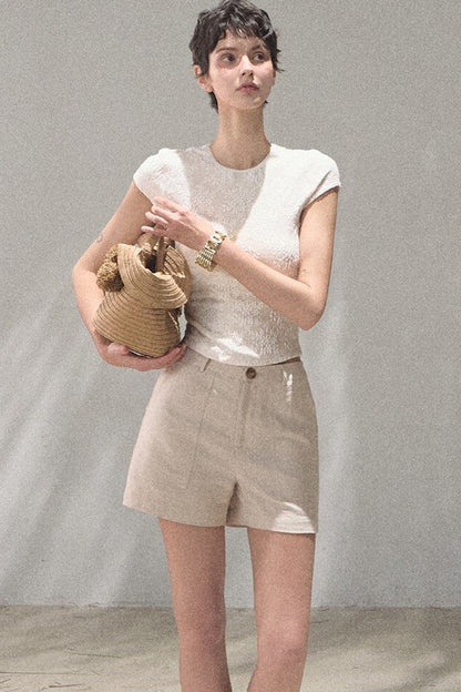 Lace Splice Short Sleeve Top