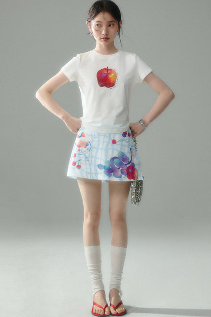 Fruit Print Halter Top and Skirt Set-Up