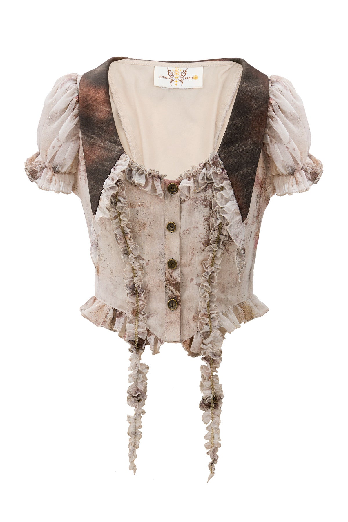 Romantic Wasteland Puff Sleeve Chiffon Blouse Set-Up