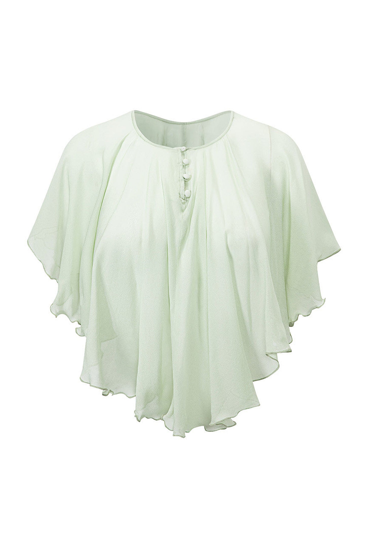 Mint Green Stripe Lyocell Cape and Tulle Skirt Set-Up