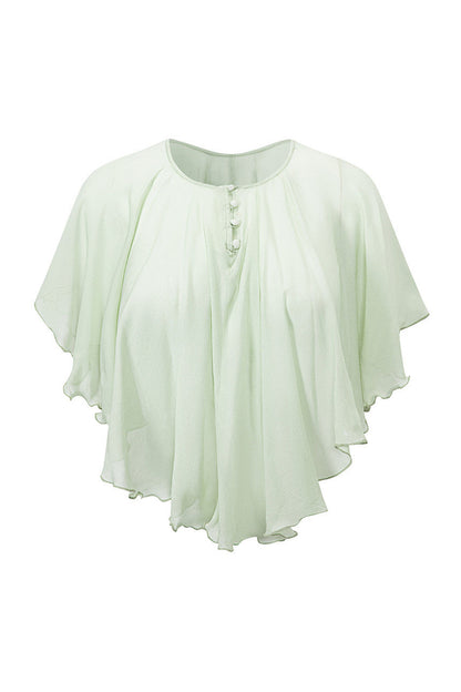 Mint Green Stripe Lyocell Cape and Tulle Skirt Set-Up