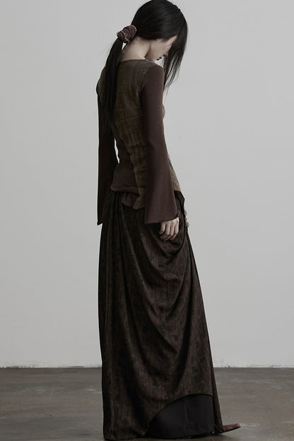 Asymmetrical Eye Embroidery Knit Top