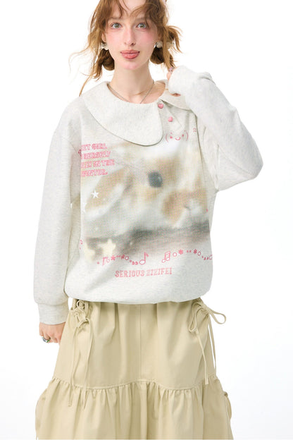 Polka Dot Rabbit Print Sweatshirt