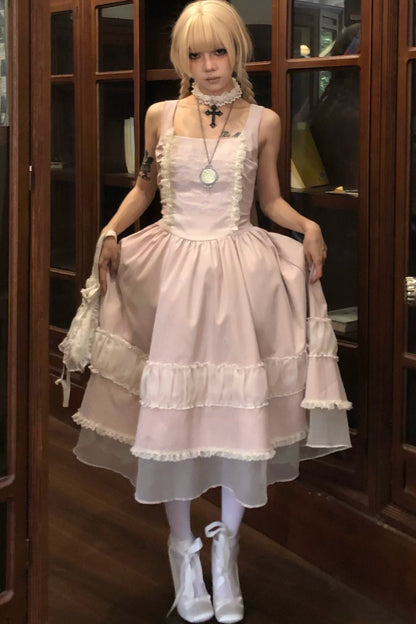 Pink Lace Embroidered Dress Set-Up