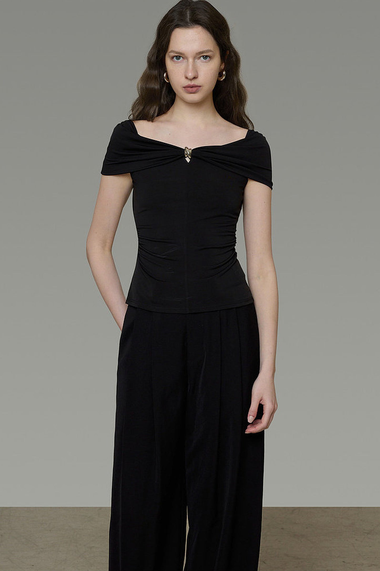 French Twist Knot Off-Shoulder Top