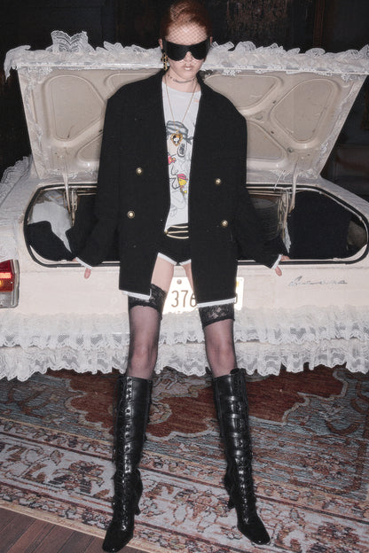 Lace-Up Metal Buckle Stiletto Boots