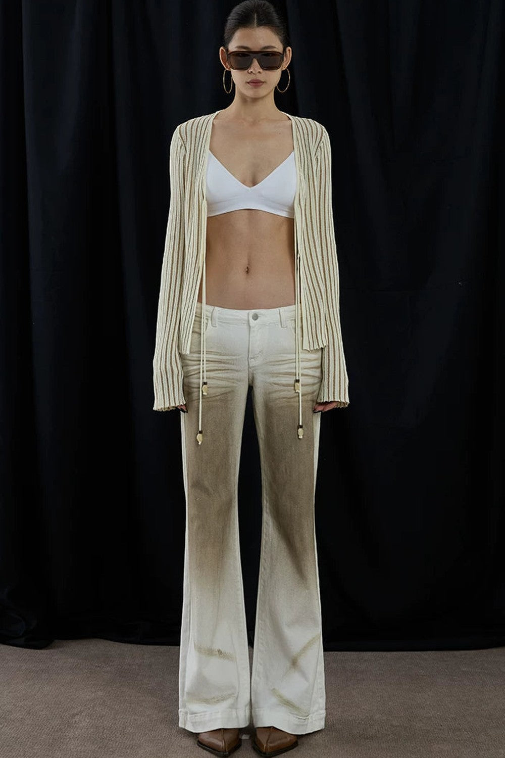 Distressed Gradient Low-Waist Jeans