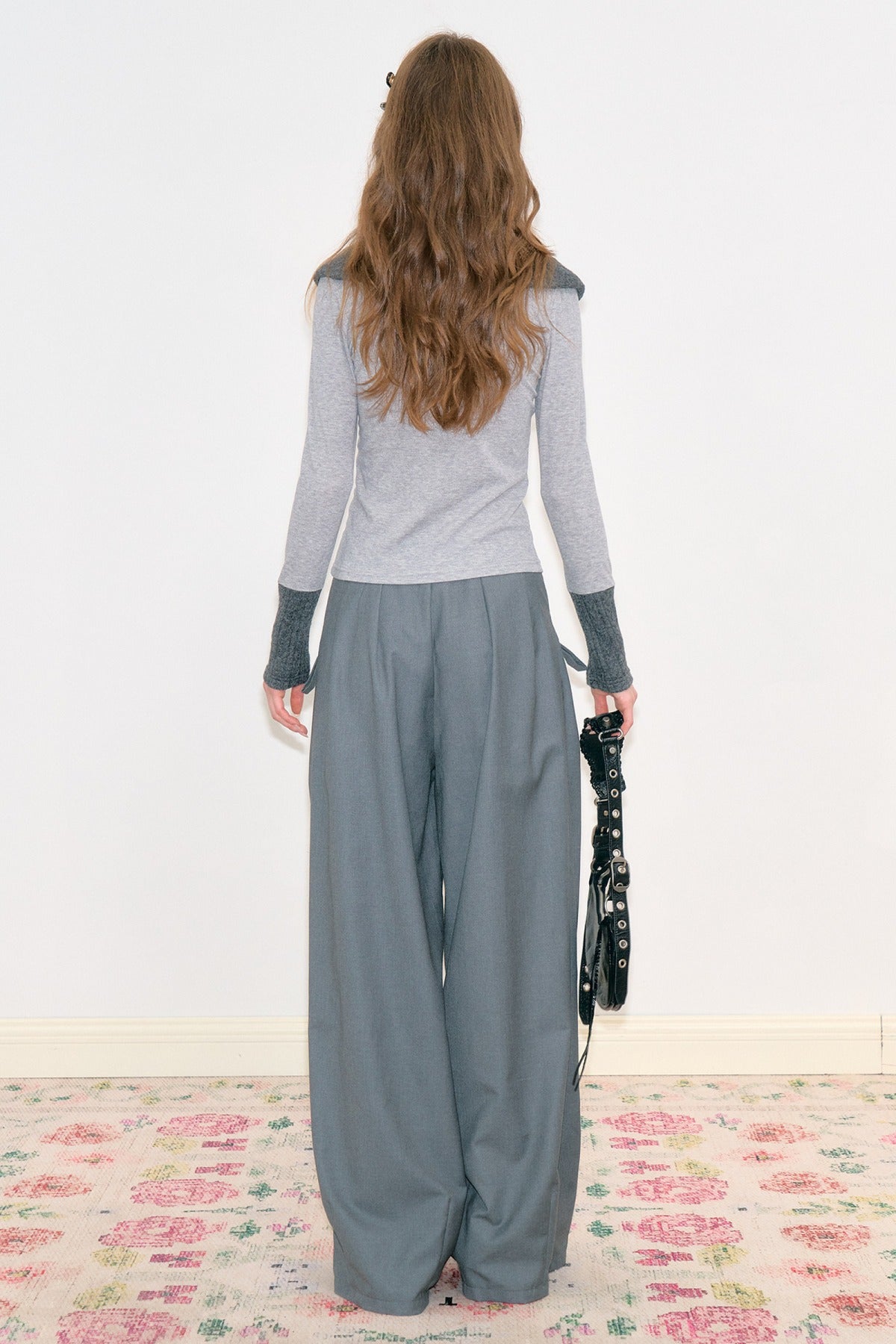 High-Waisted Bow Wide-Leg Pants