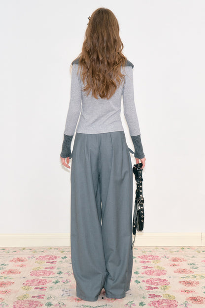 High-Waisted Bow Wide-Leg Pants