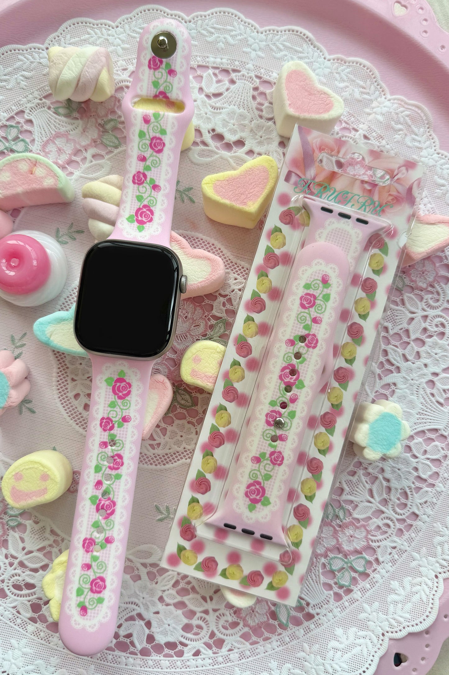 Rose Cake Print Silicone Watch