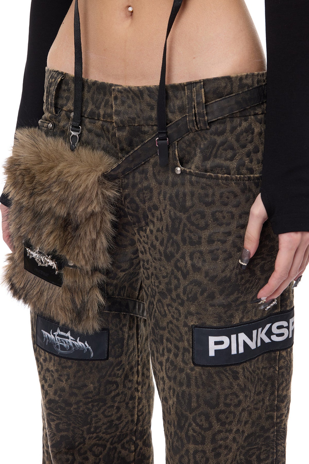 Leopard Print Rock Patch Pants