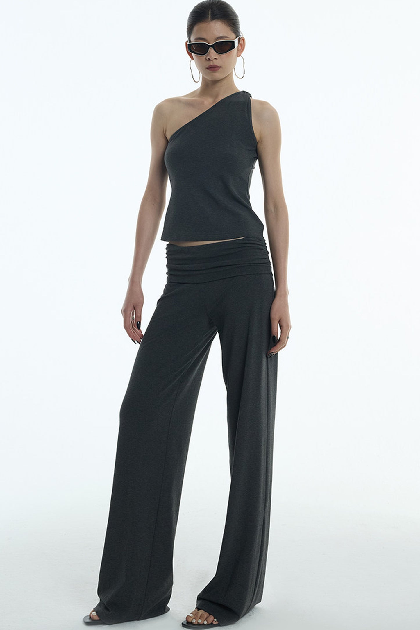 Lyocell One-Shoulder Top And Pants Set-Up