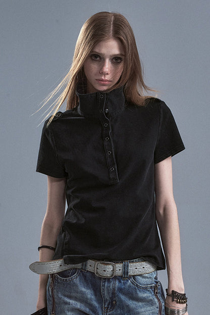 Distressed Pique Texture T-Shirt