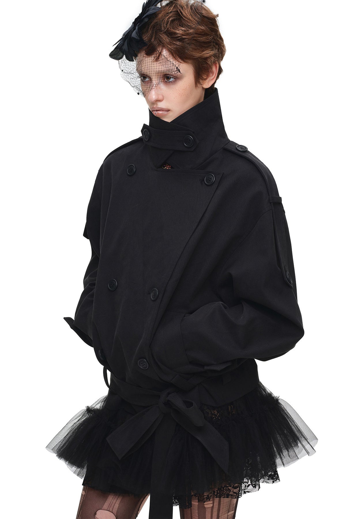 Double-Breasted Tie-Waist Trench Coat