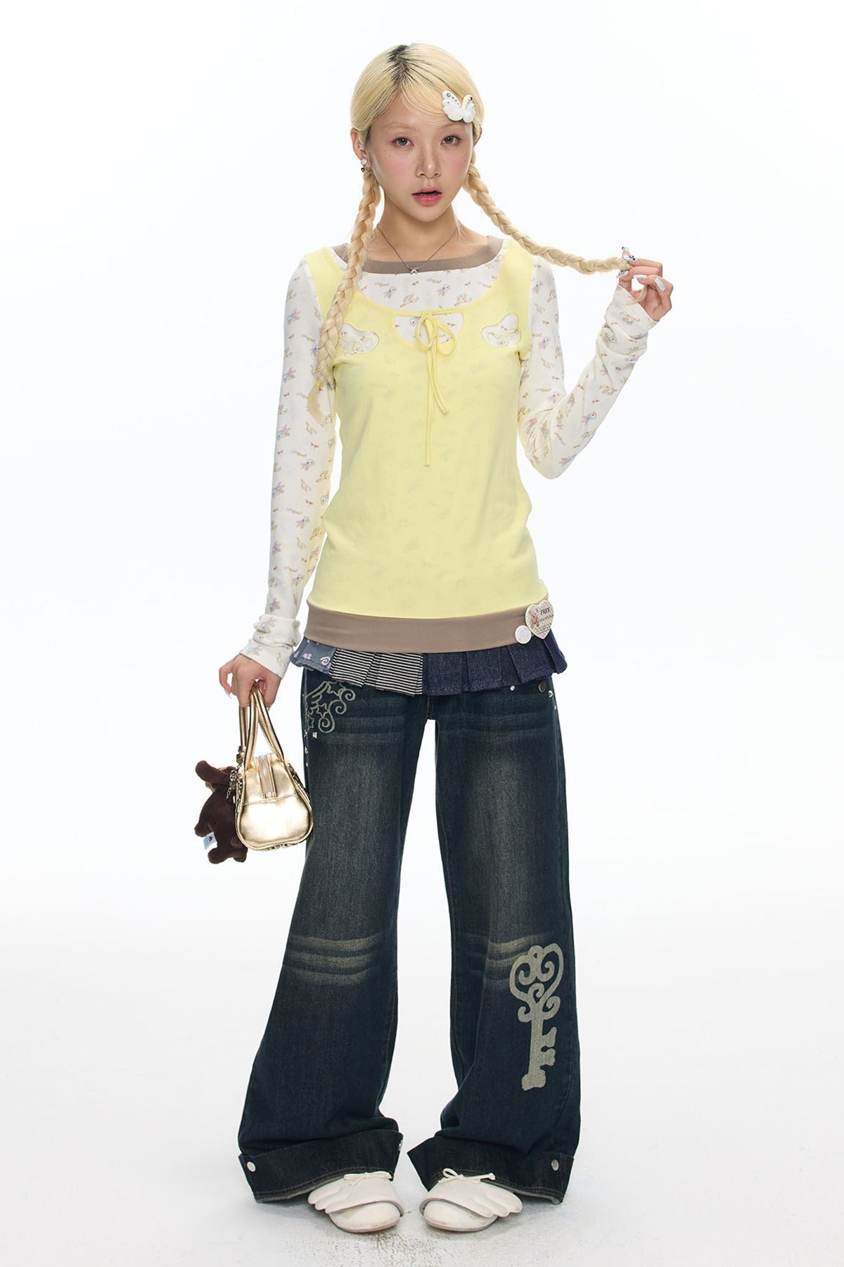 Embroidery Layered-Look Top