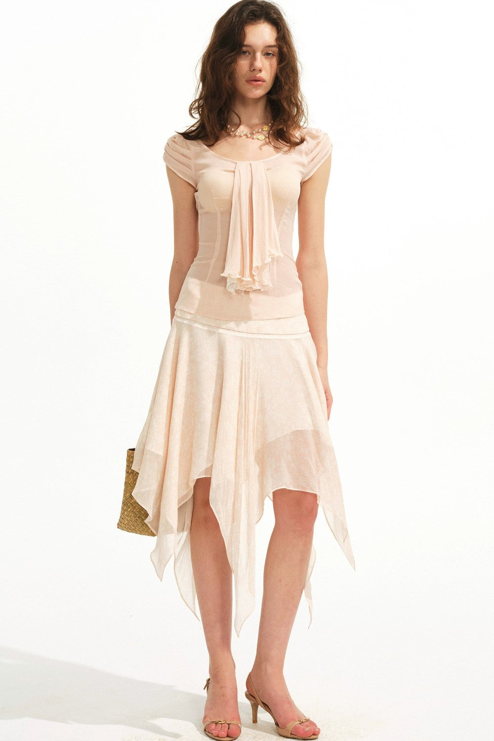 Retro Floral Ruffle Top Skirt Set-Up