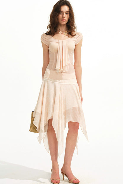 Retro Floral Ruffle Top Skirt Set-Up