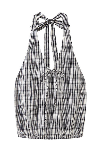 Black and White Plaid Halter Camisole