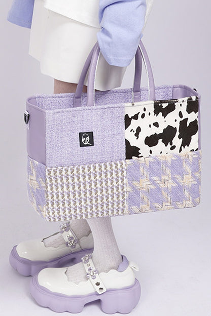 Y2K Leather Contrast Tote Bag