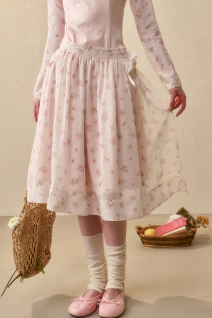 Peach Floral Satin Tencel Dress Set-Up
