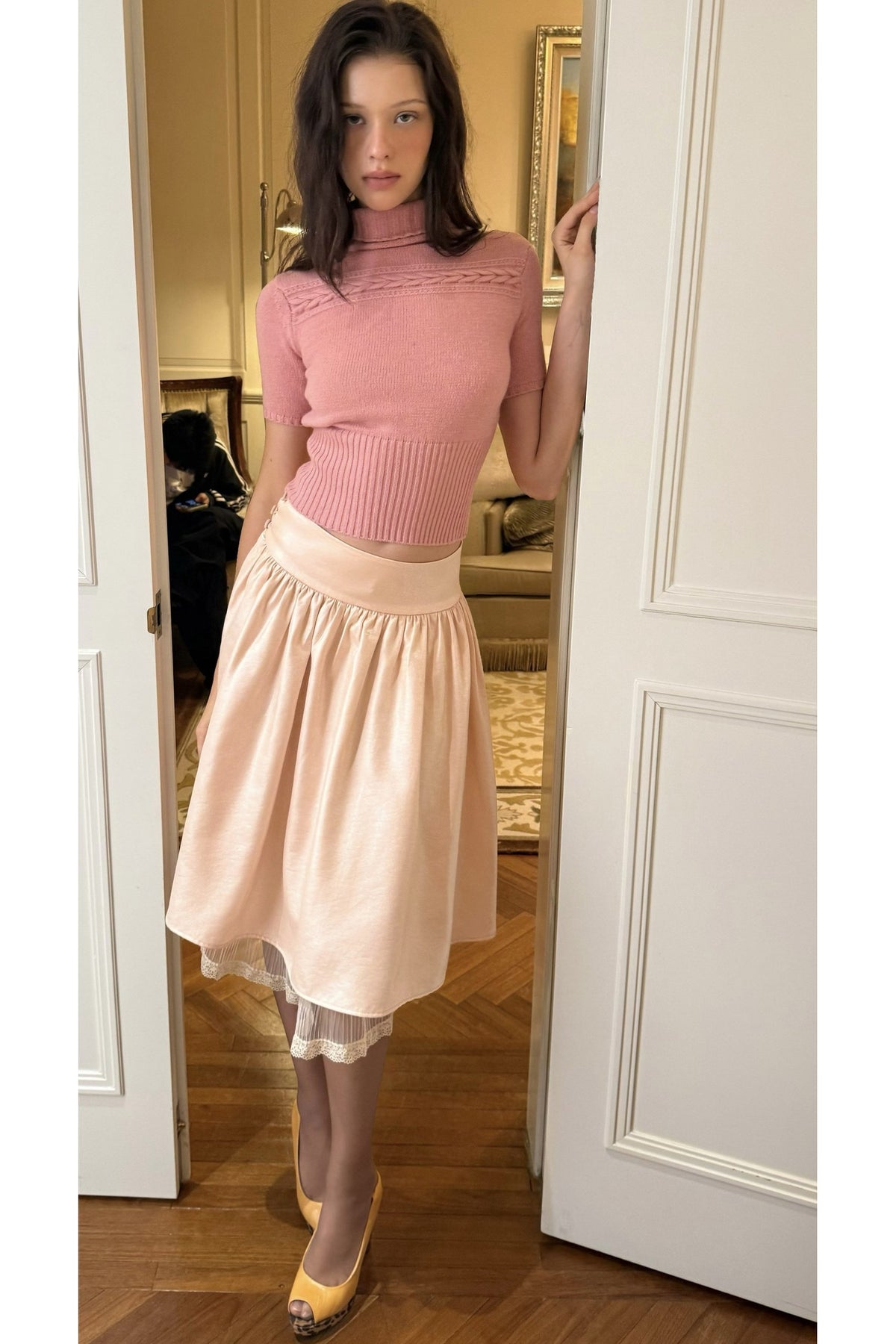 Wool Cable Knit Turtleneck Top