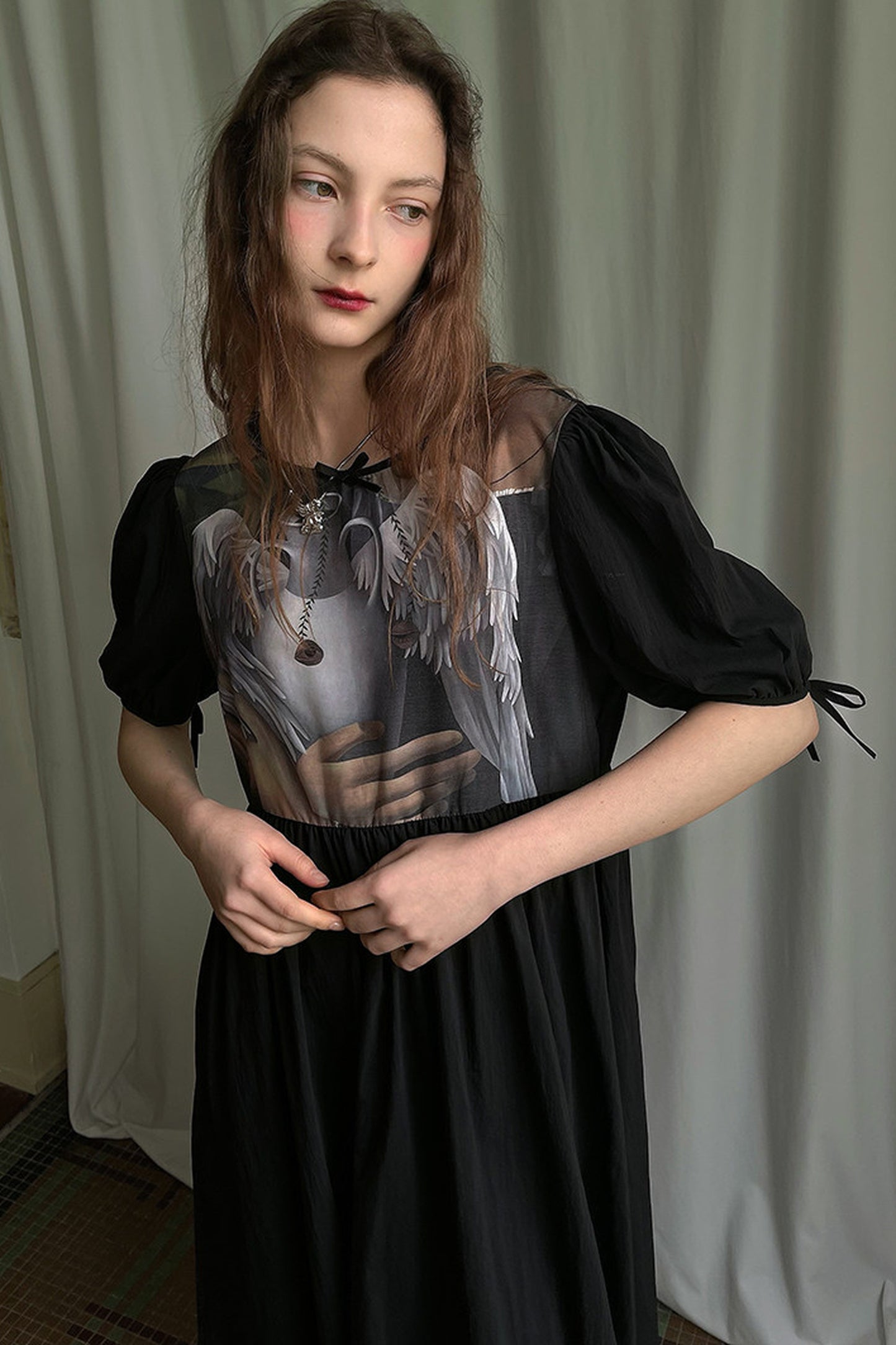 Tempera Oil Painting Print Short-Sleeved Dress