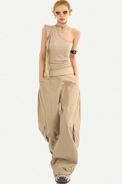 Retro Asymmetrical One-Shoulder Top