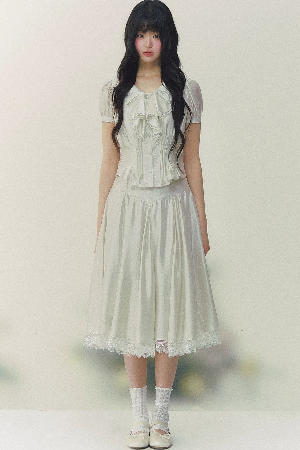 White Tulip Shirt Skirt Set-Up