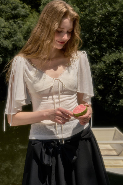 Cape-Style Short-Sleeve Top and Dress Set-Up
