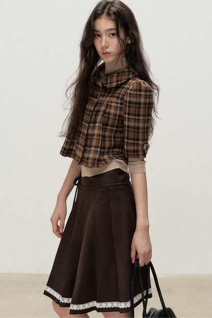 Retro Woolen Pleated Short Jacket
