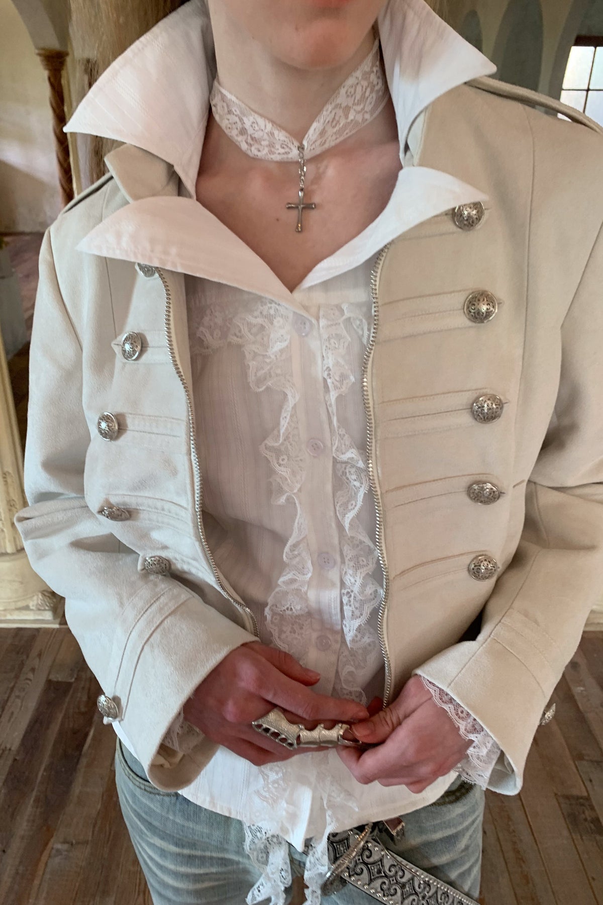 Napoleon Metal Button Suede Jacket