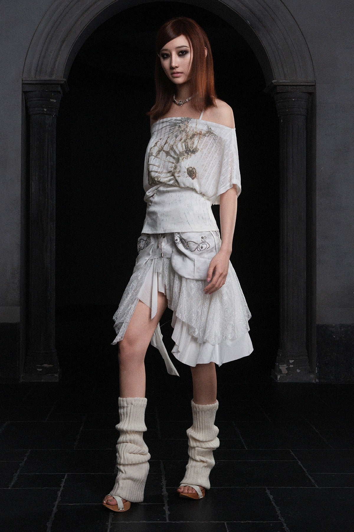 Printed Off-Shoulder Short-Sleeve T-Shirt