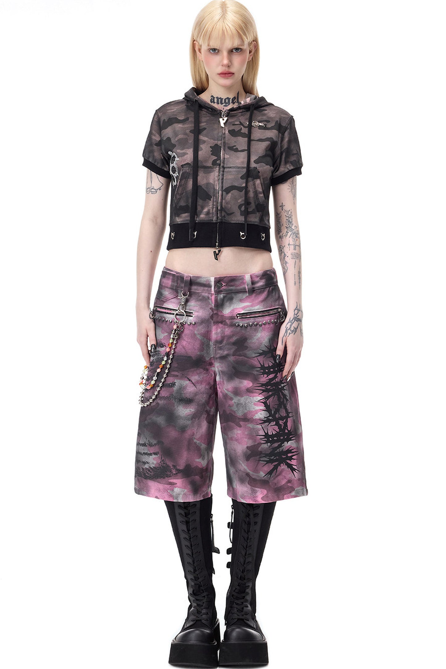 Powder Camouflage Cropped Jeans