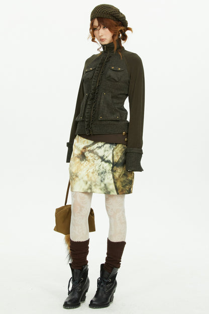 Low-Waist Tree Shadow Print Skirt