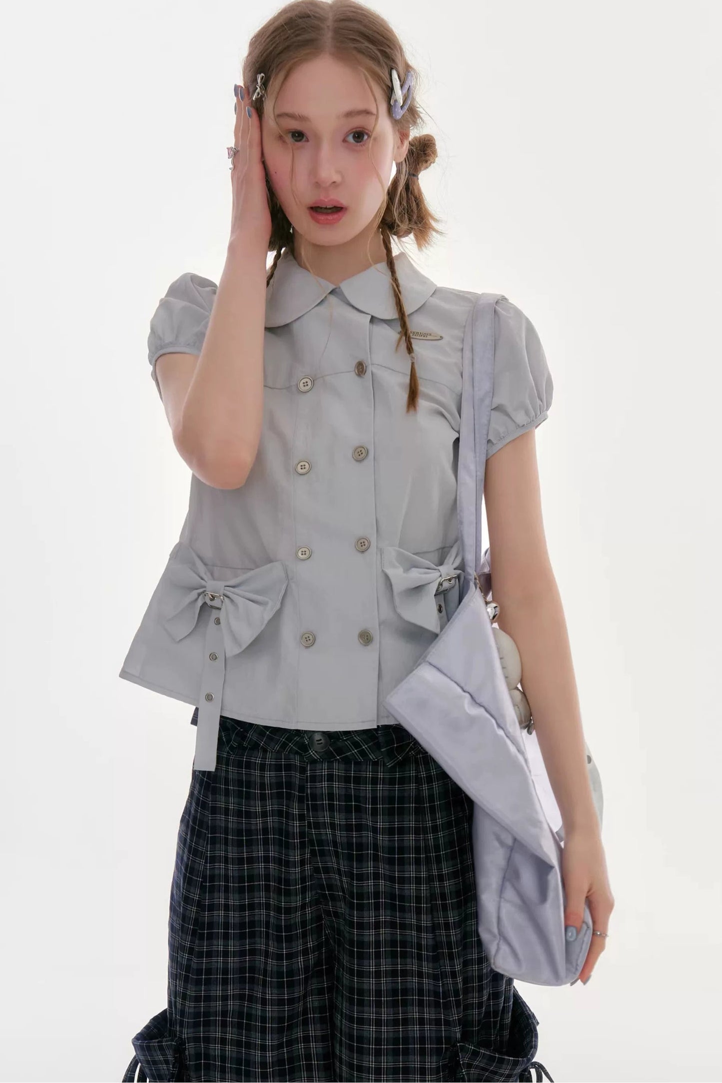 Misty Bow Puff Sleeve Blouse