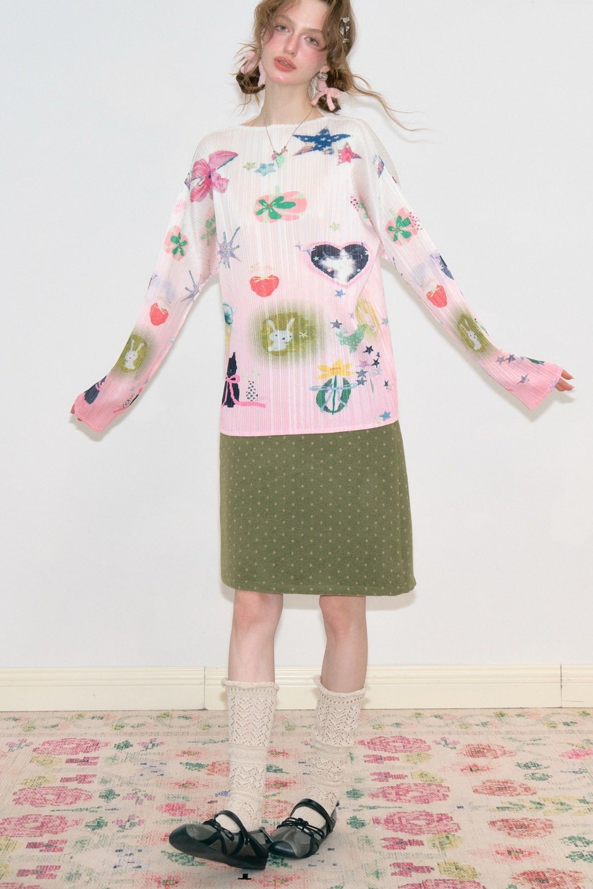 Pink Playful Print Long Sleeve T-Shirt