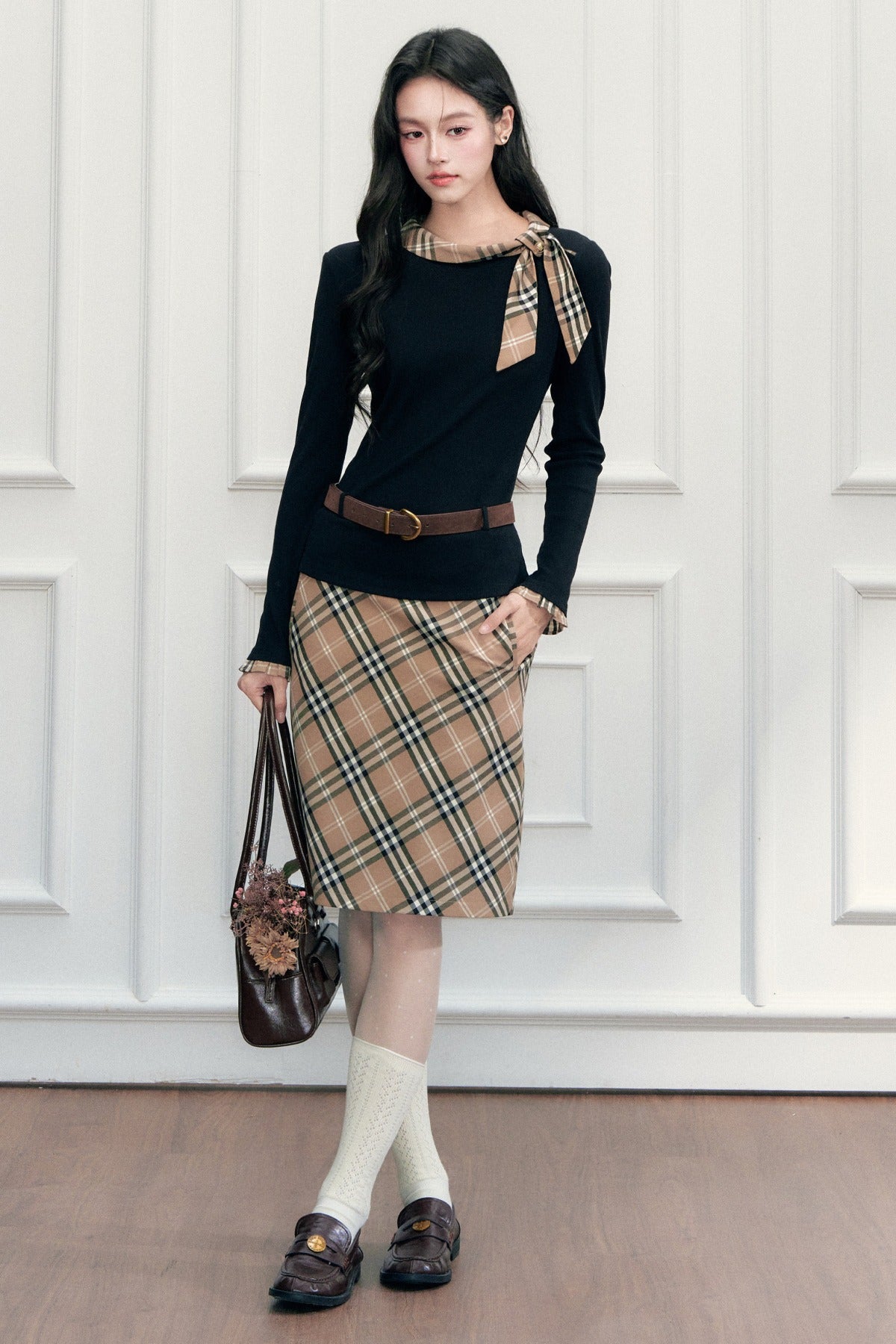 Plaid Mid-Length Skirt