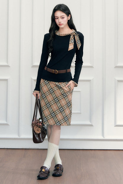 Plaid Mid-Length Skirt